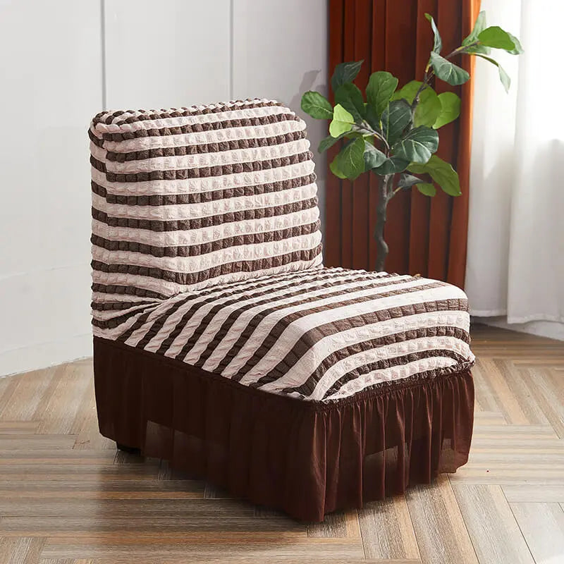 Crfatop Unique Striped Armless Chair Covers 2-Packs-Coffee