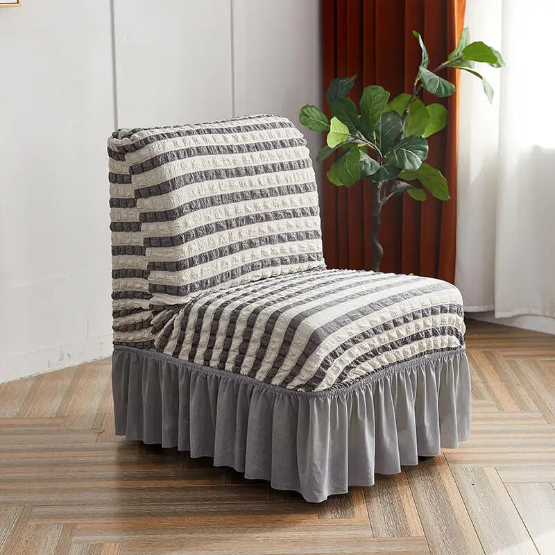 Crfatop Unique Striped Armless Chair Covers 2-Packs-Grey