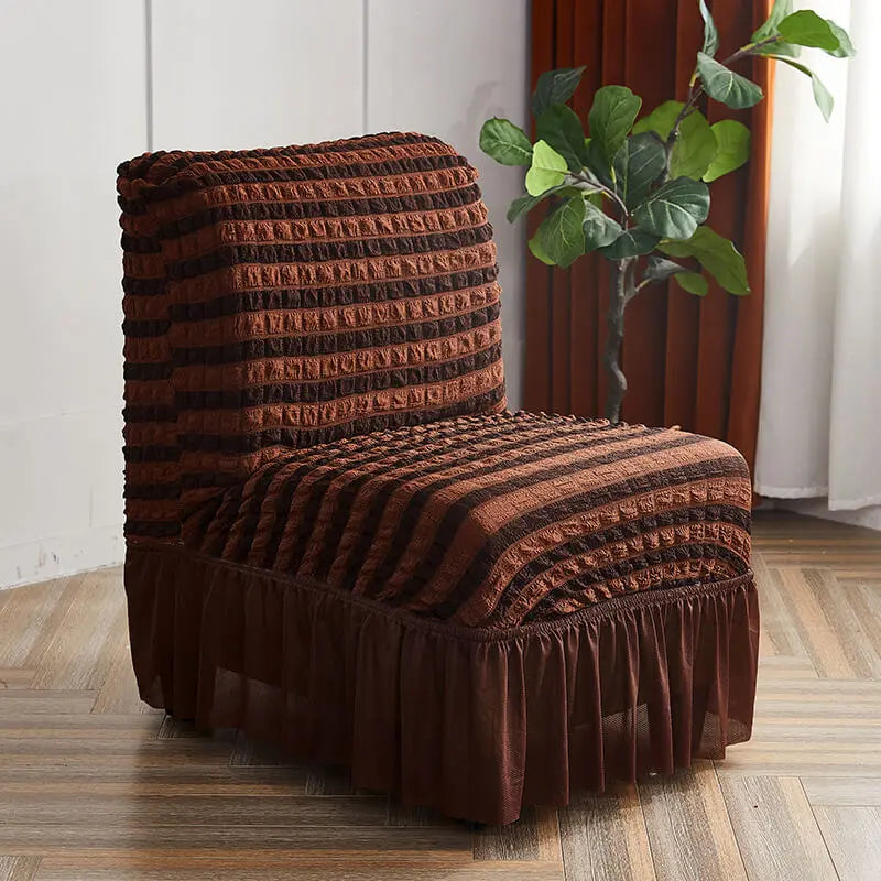 Crfatop Unique Striped Armless Chair Covers 2-Packs-Chocolate