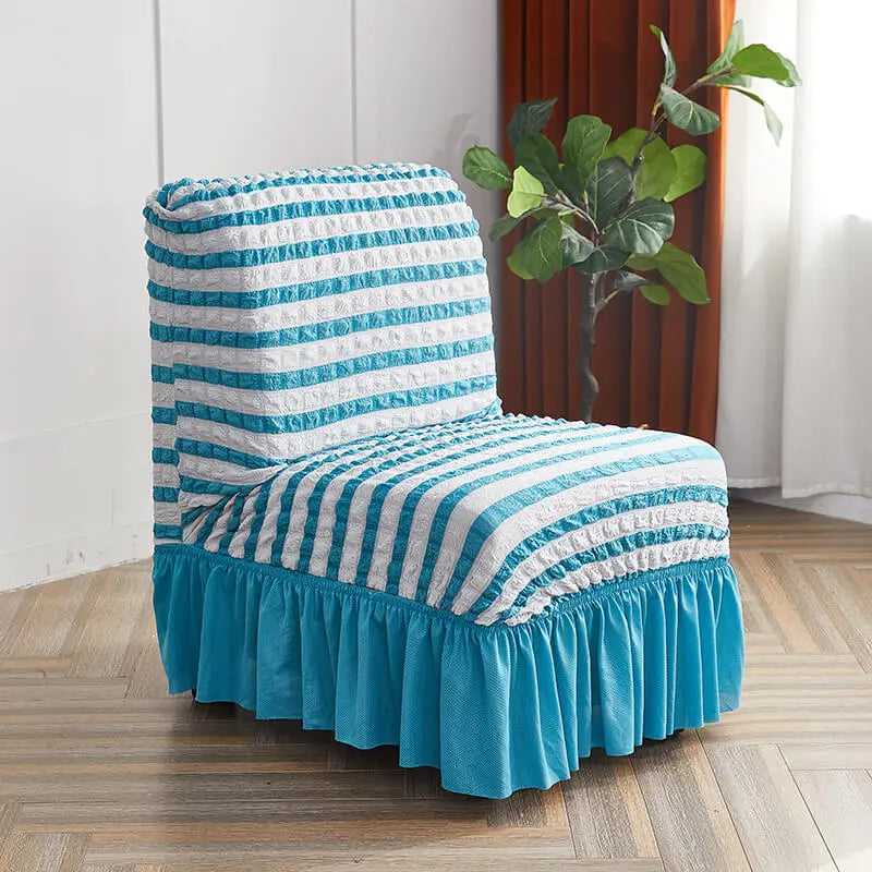 Crfatop Unique Striped Armless Chair Covers 2-Packs-Sky-Blue