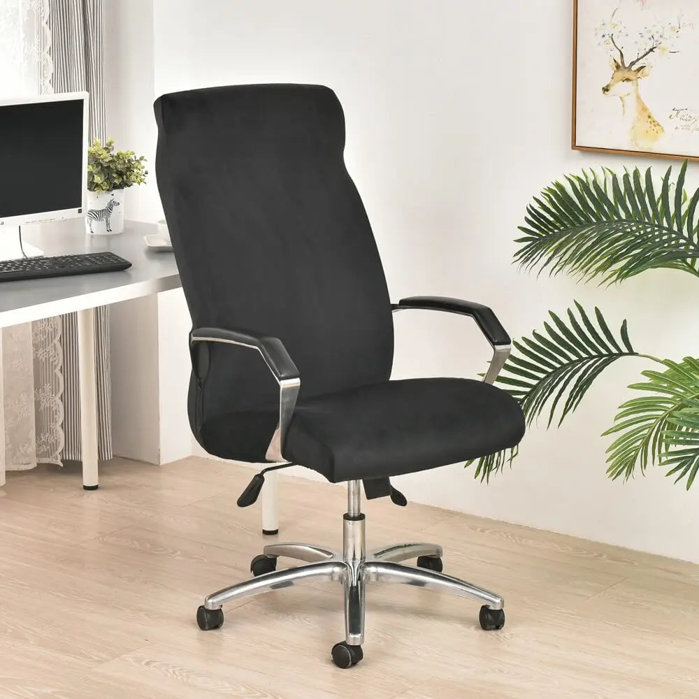 Crfatop Velvet Office Chair Cover with Arm Covers