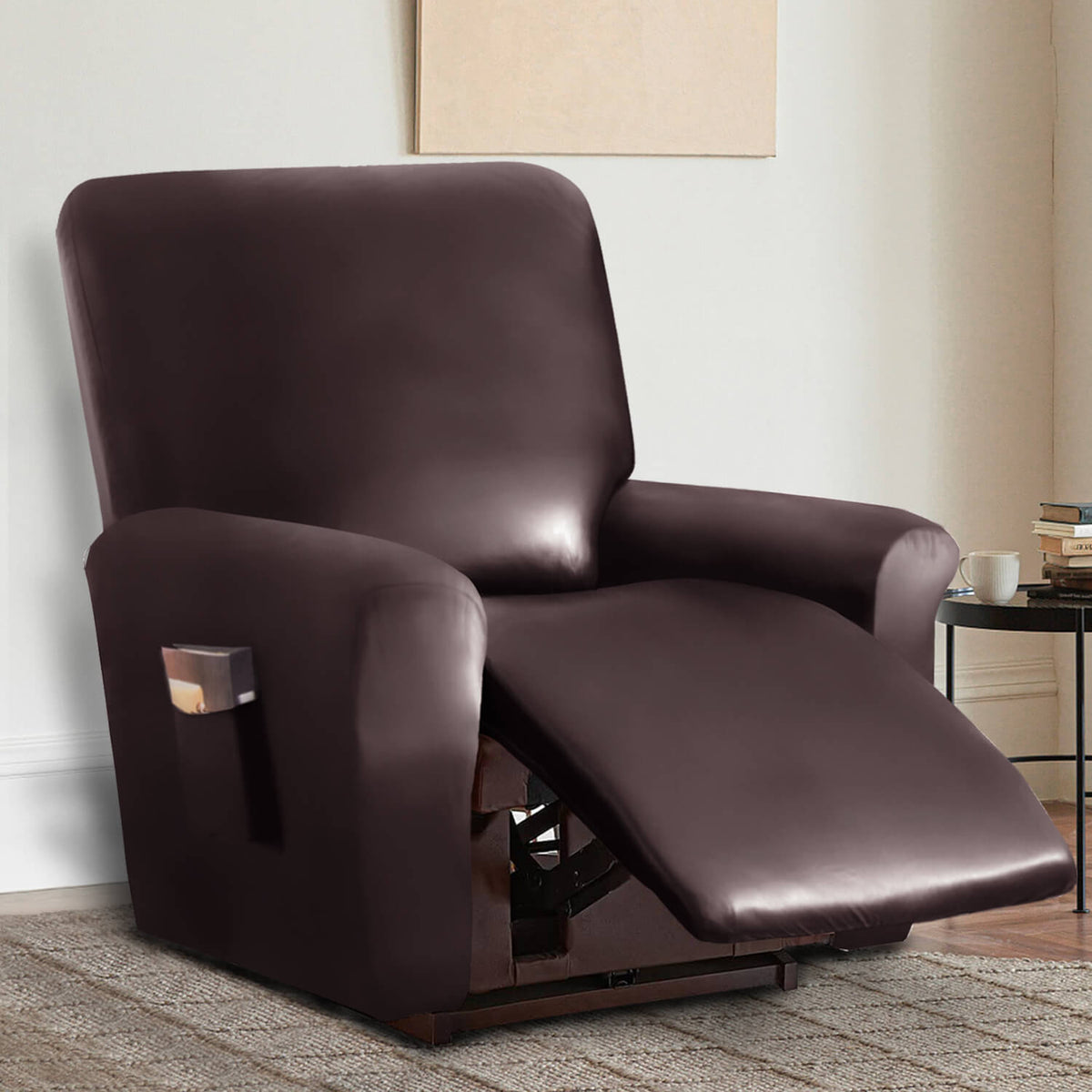 Crfatop Waterproof PU Leather Recliner Slipcover Recliner1-seaterCoffee