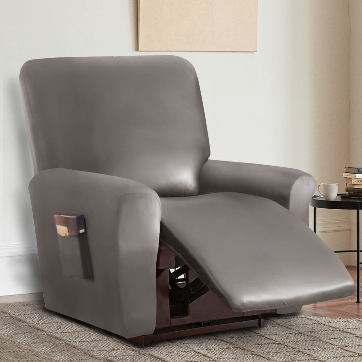 Crfatop Waterproof PU Leather Recliner Slipcover Recliner1-seaterTaupe