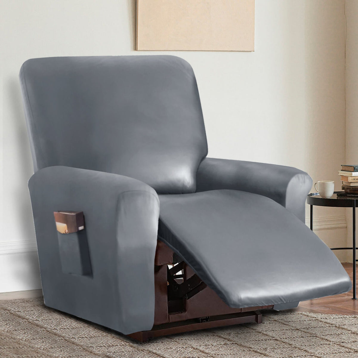 Crfatop Waterproof PU Leather Recliner Slipcover Recliner1-seaterGrey