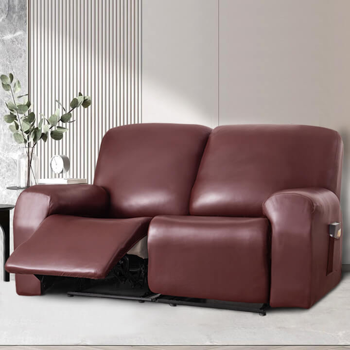 Crfatop Waterproof PU Leather Recliner Slipcover ReclinerLoveseatWine