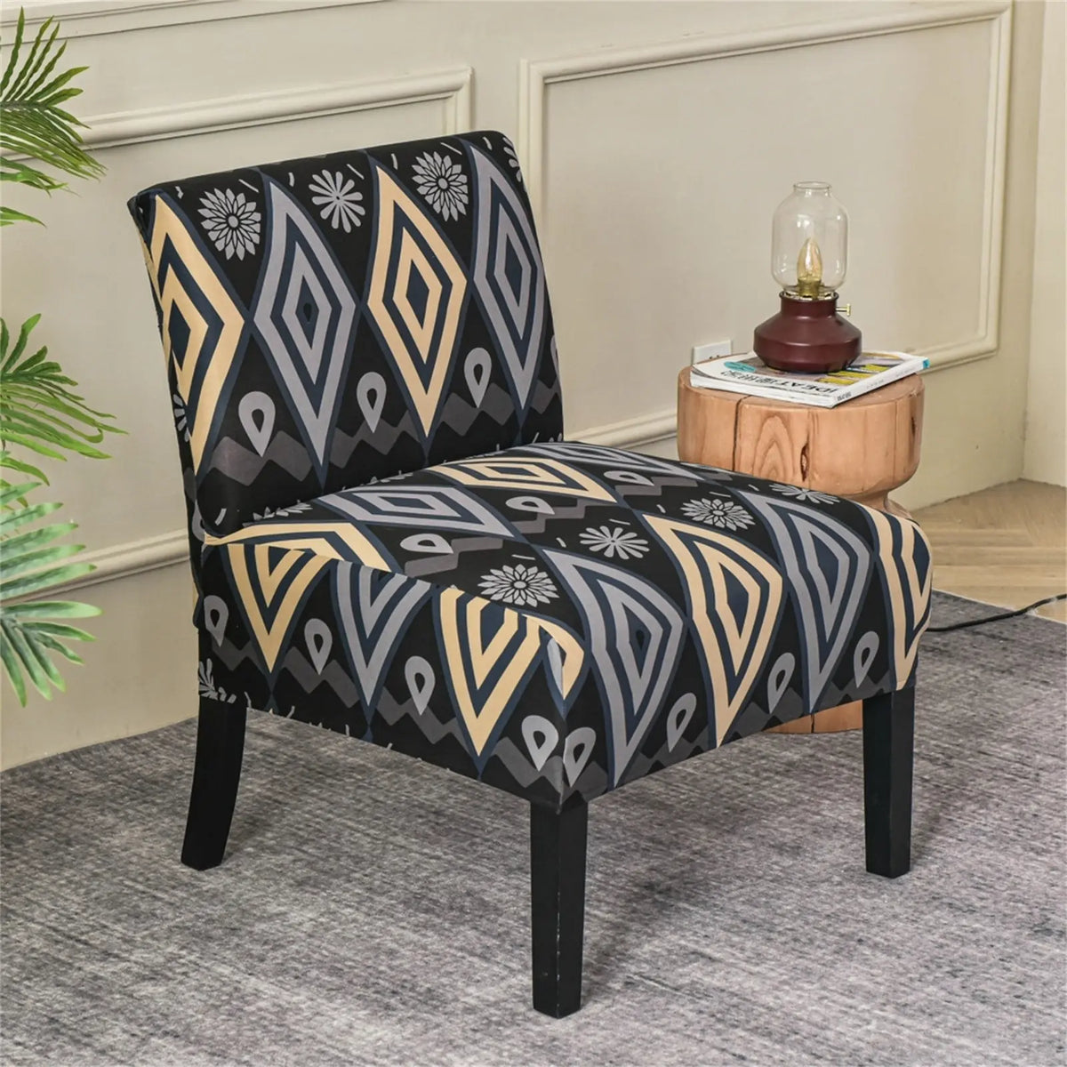 1 Pair Armless Accent Chair Cover Stretch Armless Chair Cover Chair Slipcover Protector with Elastic Bottom Crfatop %sku%