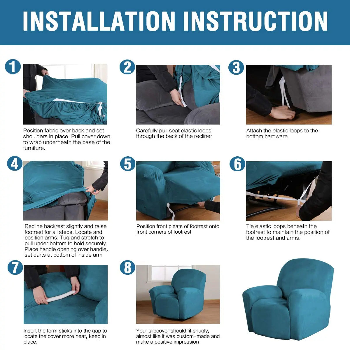 Crfatop 1 Piece Stretch Velvet Plush Recliner Slipcovers