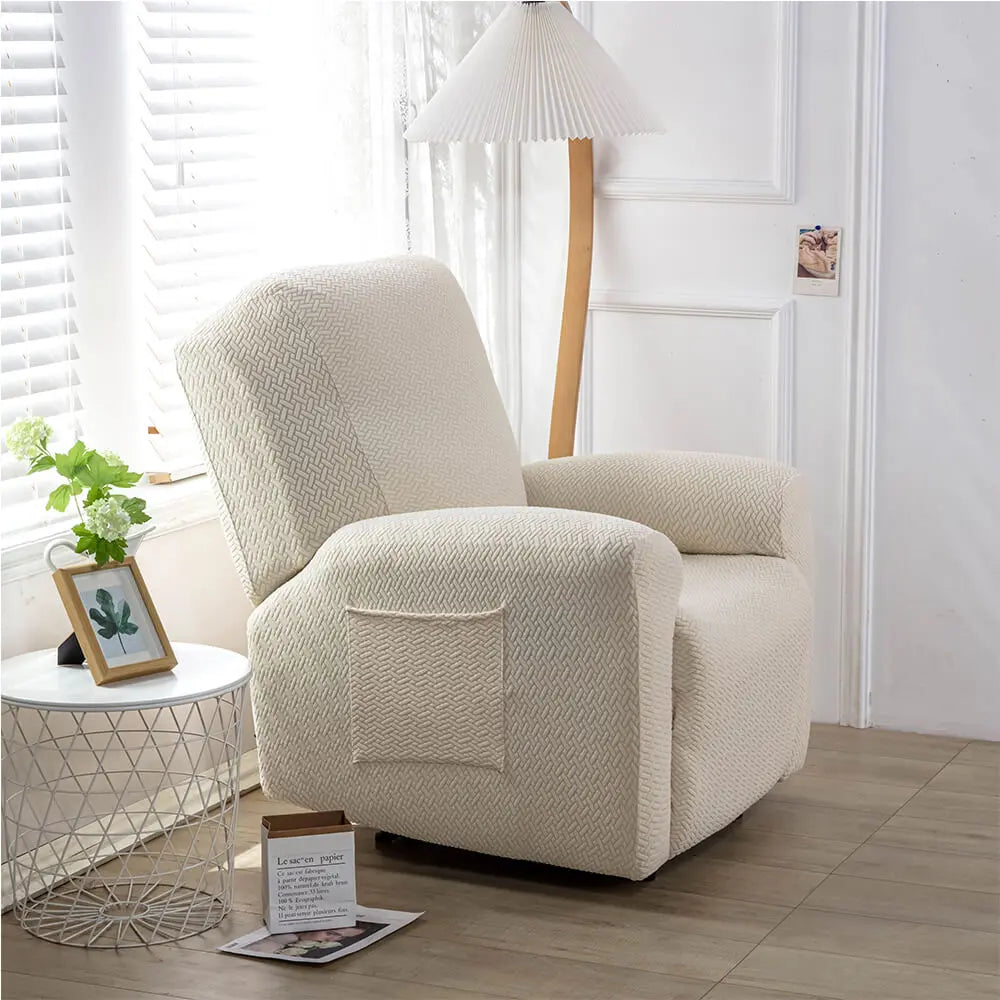 Soft Recliner Slipcover 4 Pcs Sofa Cover, Beige Crfatop %sku%