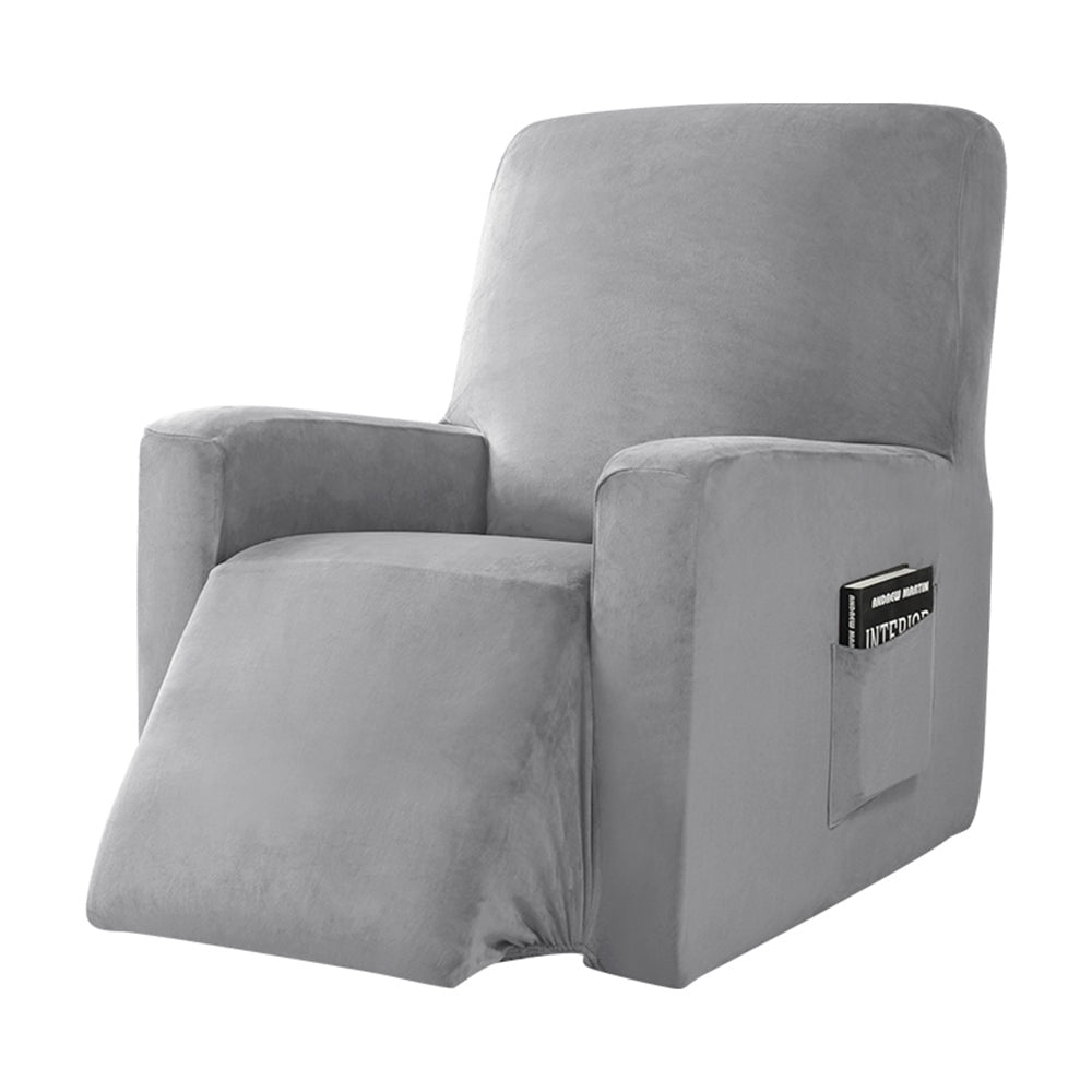 Velvet Recliner Chair Cover Soft 4 Pieces Slipcover Fits One Seat Sofa Armchair Crfatop %sku%
