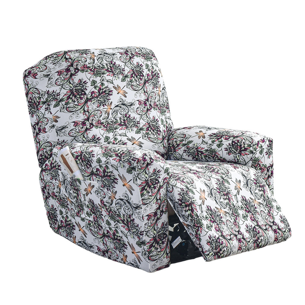 Colorful Prints Recliner Sofa Cover 4 Pieces Separated Soft Spandex Box Cushion Slipcovers Top Level Crfatop %sku%