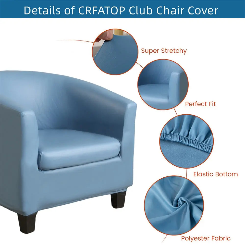 2 Pcs/Set Tub Chair Cover Waterproof Round Sofa Slipcover Furniture Protector with Arm Crfatop %sku%