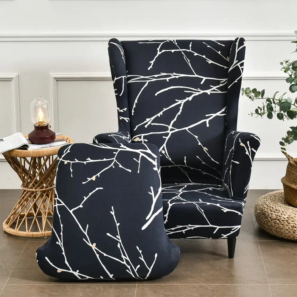 2-Piece Floral Slipcover for Wingback Chair - One Size Crfatop %sku%