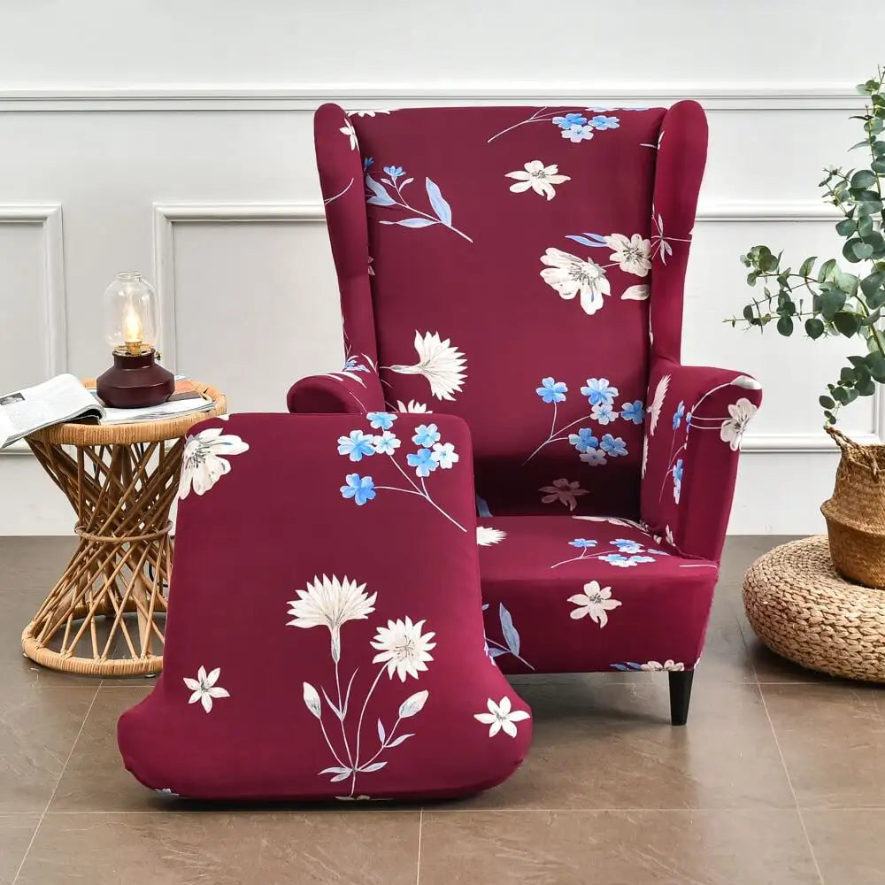 2-Piece Floral Slipcover for Wingback Chair - One Size Crfatop %sku%