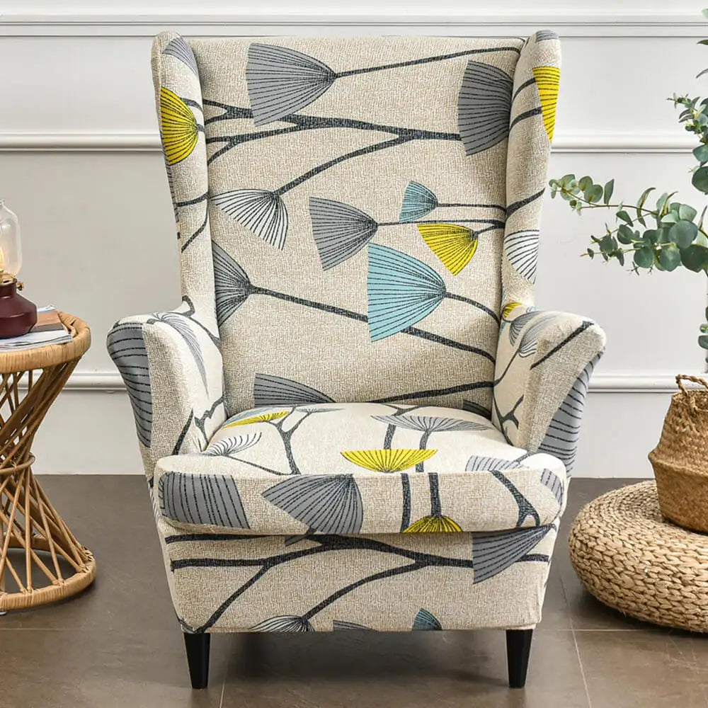 2-Piece Floral Slipcover for Wingback Chair - One Size Crfatop %sku%
