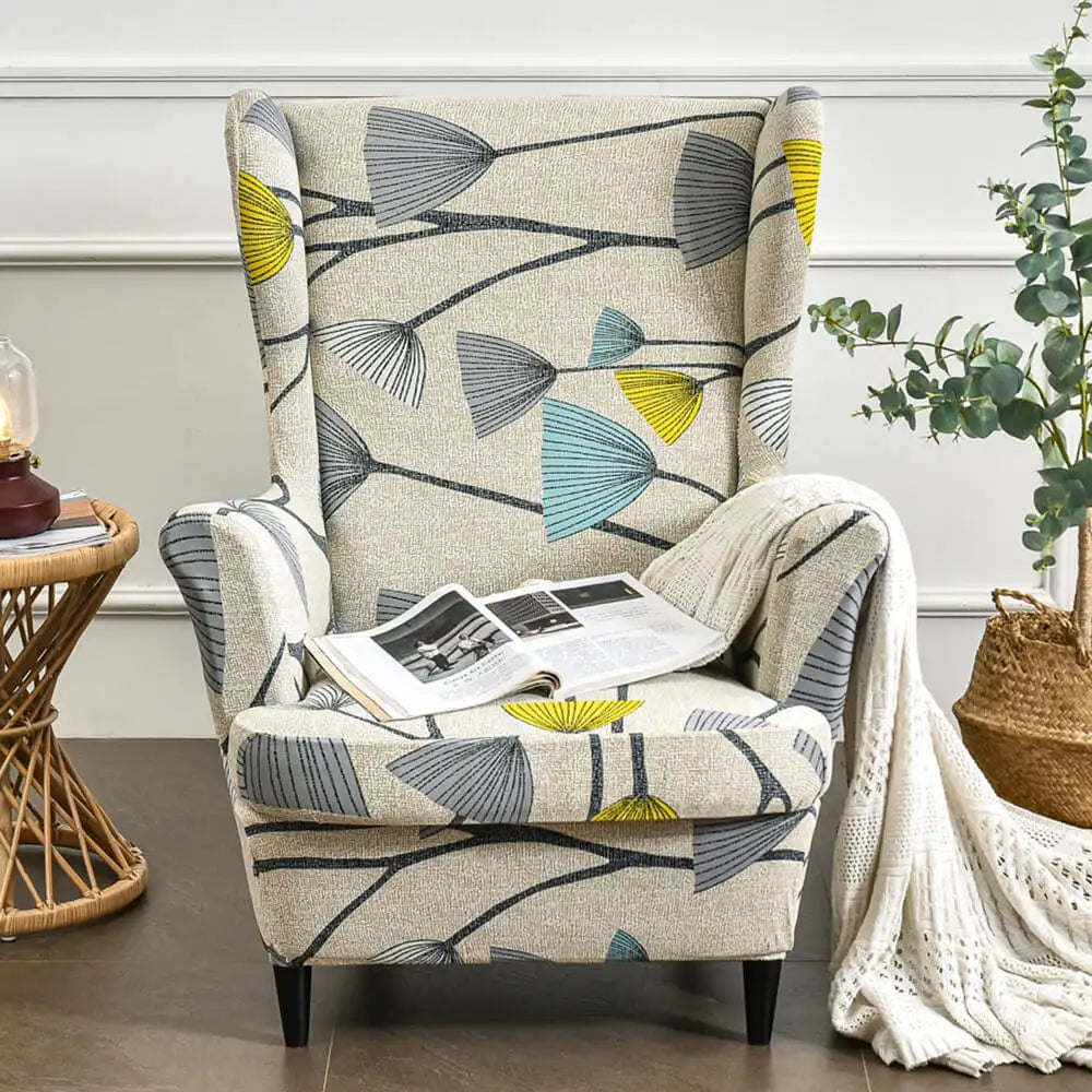 2-Piece Floral Slipcover for Wingback Chair - One Size Crfatop %sku%