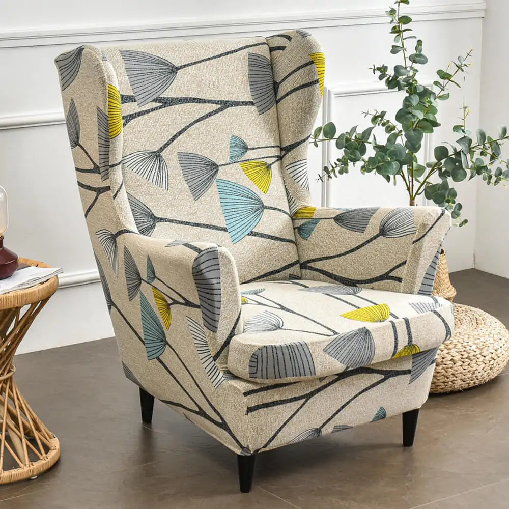 2-Piece Floral Slipcover for Wingback Chair - One Size Crfatop %sku%