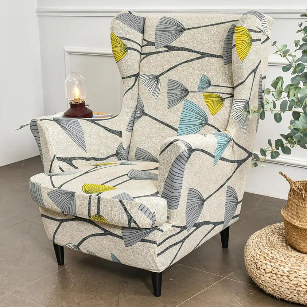 2-Piece Floral Slipcover for Wingback Chair - One Size Crfatop %sku%