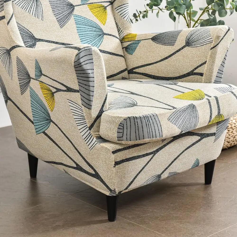 2-Piece Floral Slipcover for Wingback Chair - One Size Crfatop %sku%