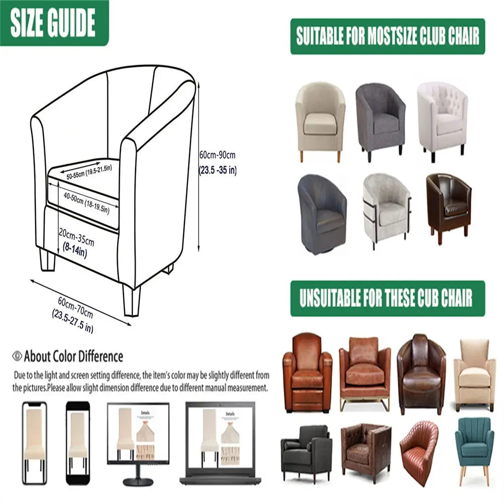 2 Piece Multi-colors Stretch Club Chair Slipcovers with Cushion Cover Furniture Protector Cover Crfatop %sku%