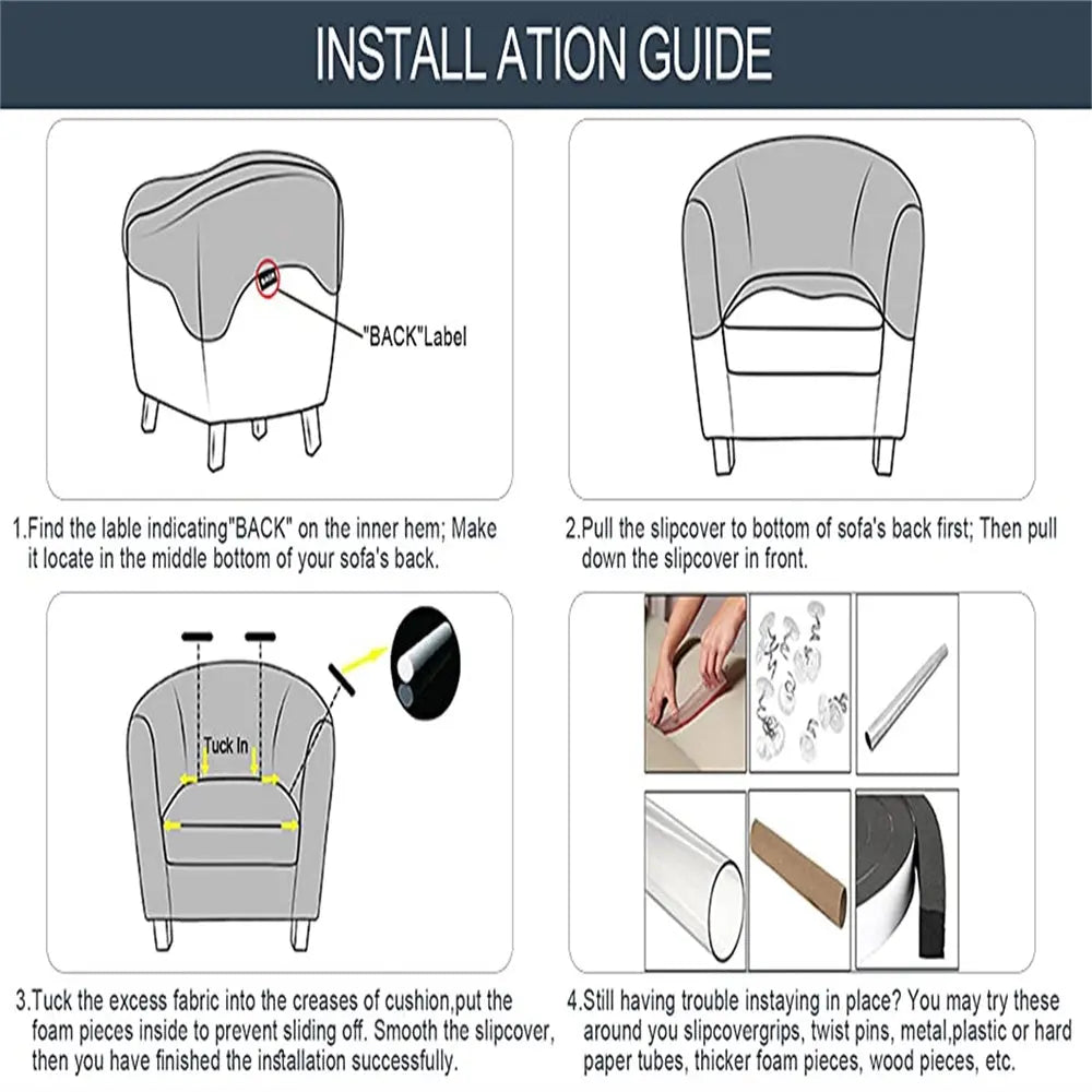 2 Piece Multi-colors Stretch Club Chair Slipcovers with Cushion Cover Furniture Protector Cover Crfatop %sku%