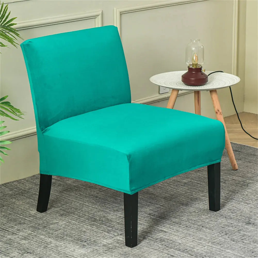 2 Pieces Velvet Slipper Chair Cover Armless Sofa Slipcover Solid Seat Stretch Protector Crfatop %sku%