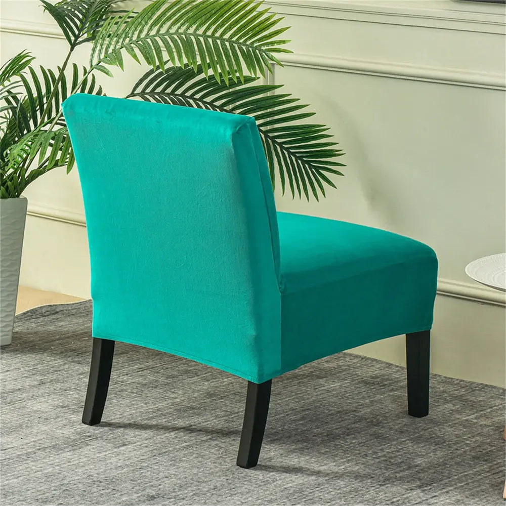 2 Pieces Velvet Slipper Chair Cover Armless Sofa Slipcover Solid Seat Stretch Protector Crfatop %sku%