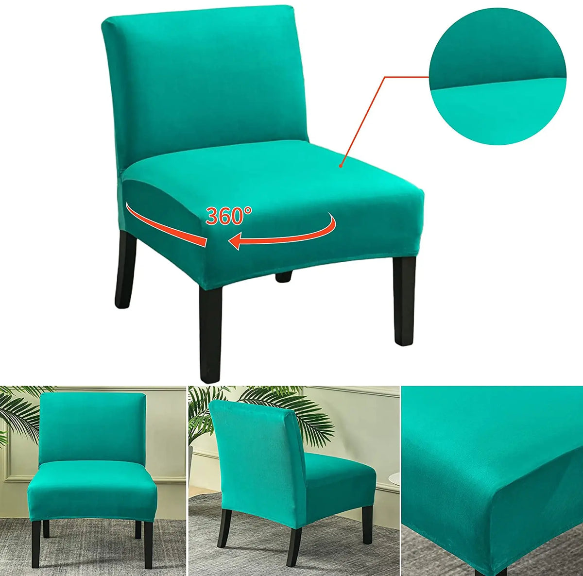 2 Pieces Velvet Slipper Chair Cover Armless Sofa Slipcover Solid Seat Stretch Protector Crfatop %sku%