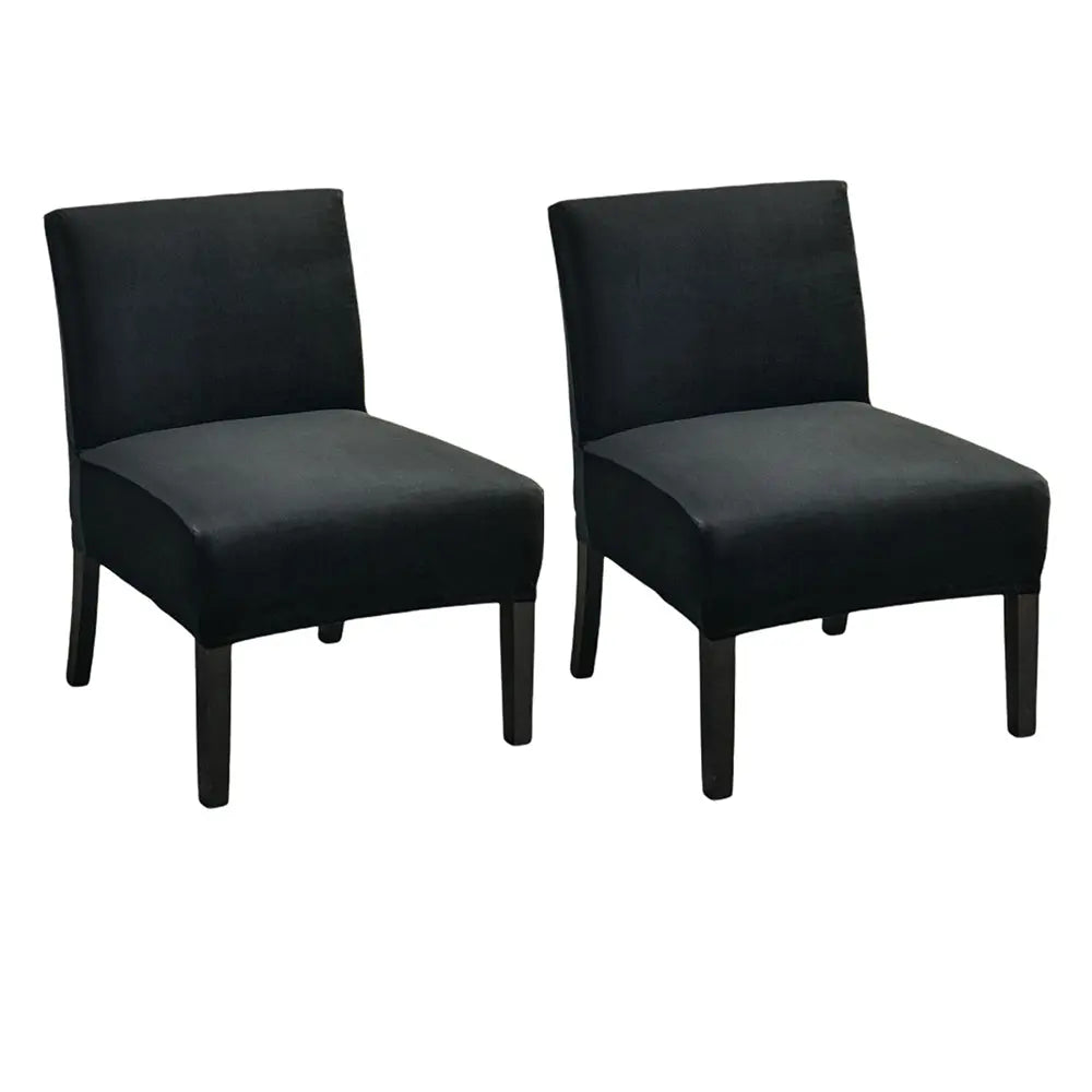 2 Pieces Velvet Slipper Chair Cover Armless Sofa Slipcover Solid Seat Stretch Protector Crfatop %sku%