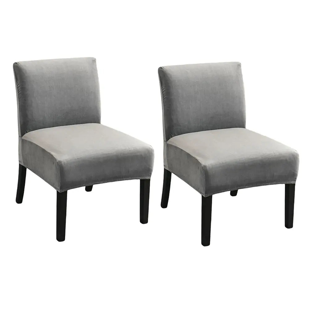 2 Pieces Velvet Slipper Chair Cover Armless Sofa Slipcover Solid Seat Stretch Protector Crfatop %sku%