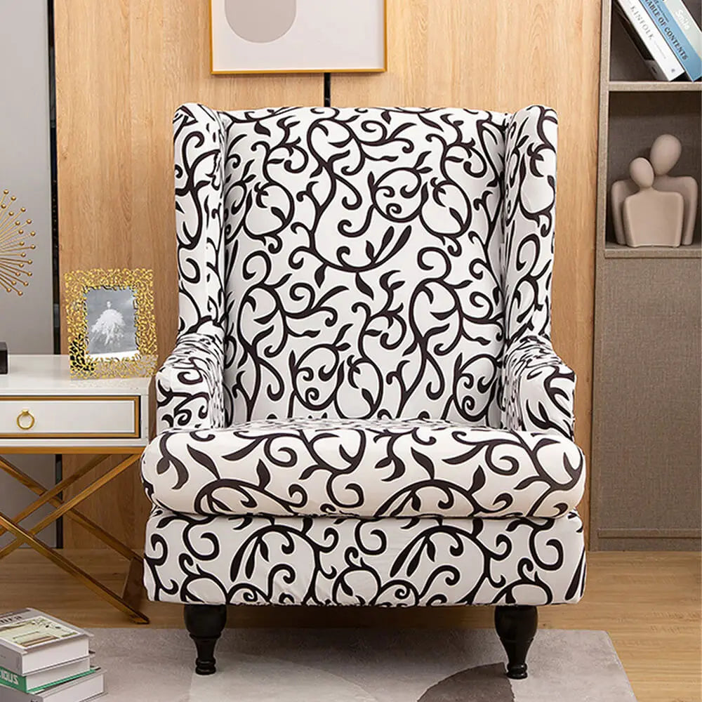 2 Pieces Wing Back Chair Slipcover with T-cushion Cover Top Level Crfatop %sku%