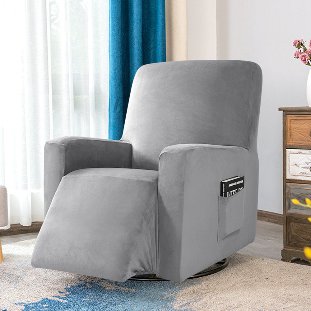 Velvet Recliner Chair Cover Soft 4 Pieces Slipcover Fits One Seat Sofa Armchair Crfatop %sku%