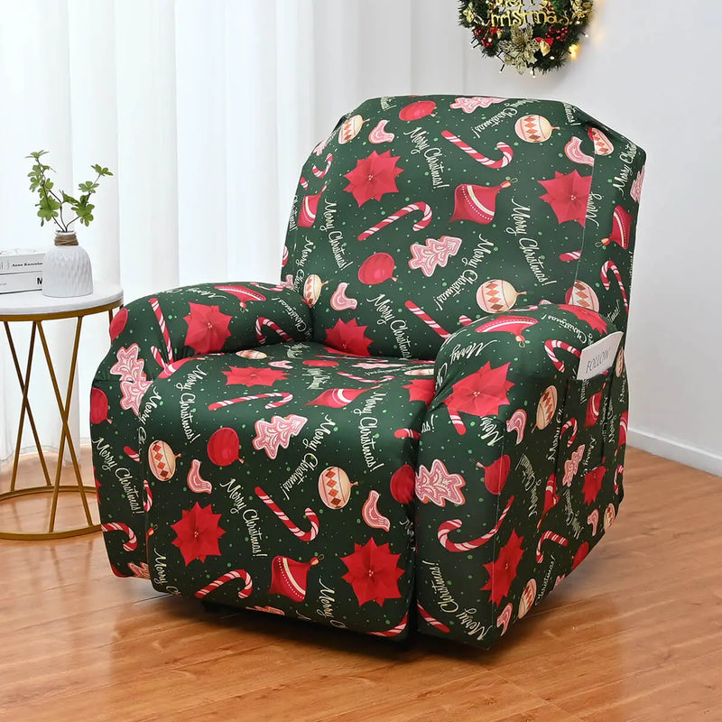 4 Pcs Christmas Pattern Recliner Cover Reclining Loveseat Cover Crfatop %sku%