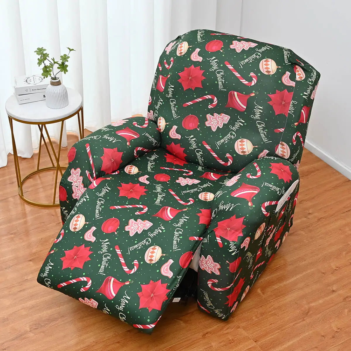 4 Pcs Christmas Pattern Recliner Cover Reclining Loveseat Cover Crfatop %sku%