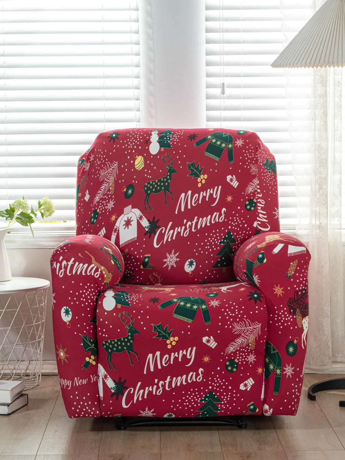 4 Pcs Christmas Pattern Recliner Cover Reclining Loveseat Cover Crfatop %sku%