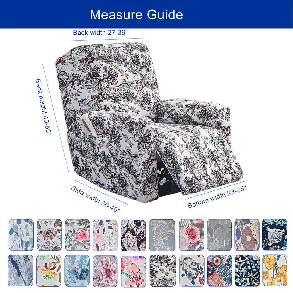 Colorful Prints Recliner Sofa Cover 4 Pieces Separated Soft Spandex Box Cushion Slipcovers Top Level Crfatop %sku%