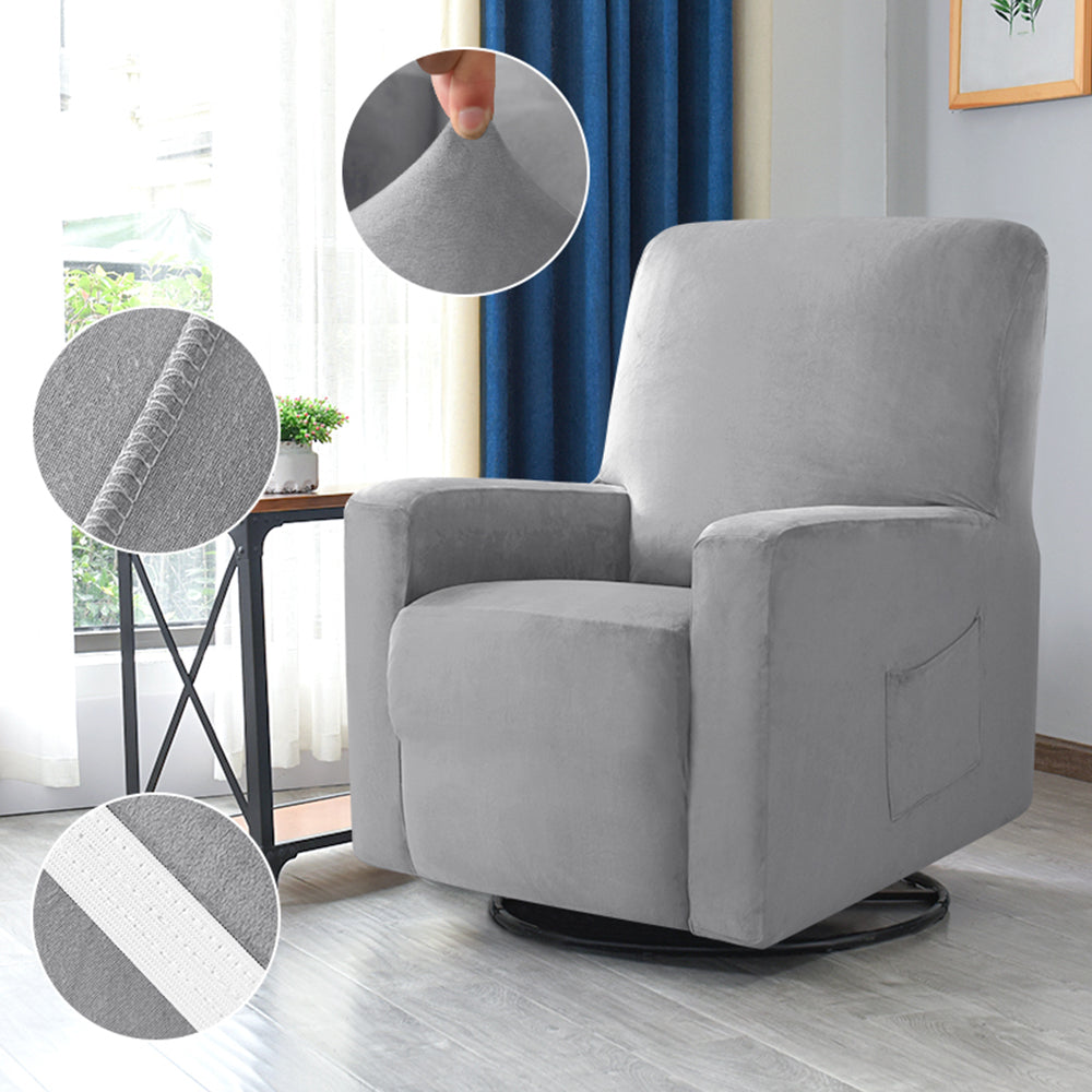 Velvet Recliner Chair Cover Soft 4 Pieces Slipcover Fits One Seat Sofa Armchair Crfatop %sku%