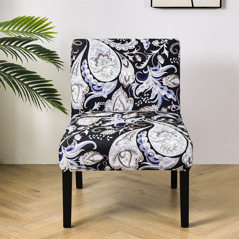 Deluxe Floral Printed Armless Accent Chair Cover Stretch 2 Pieces Slipper Chair Cover CRFATOP %sku%