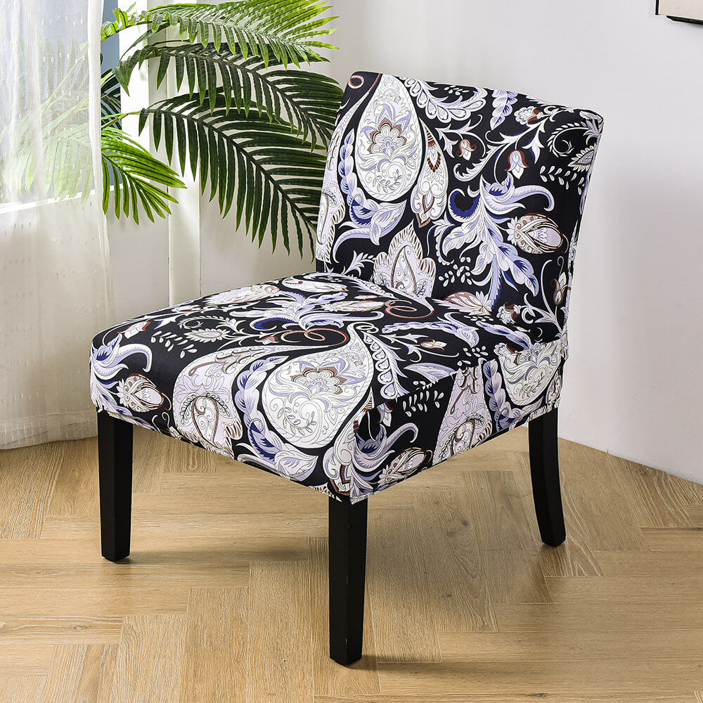 Deluxe Floral Printed Armless Accent Chair Cover Stretch 2 Pieces Slipper Chair Cover CRFATOP %sku%