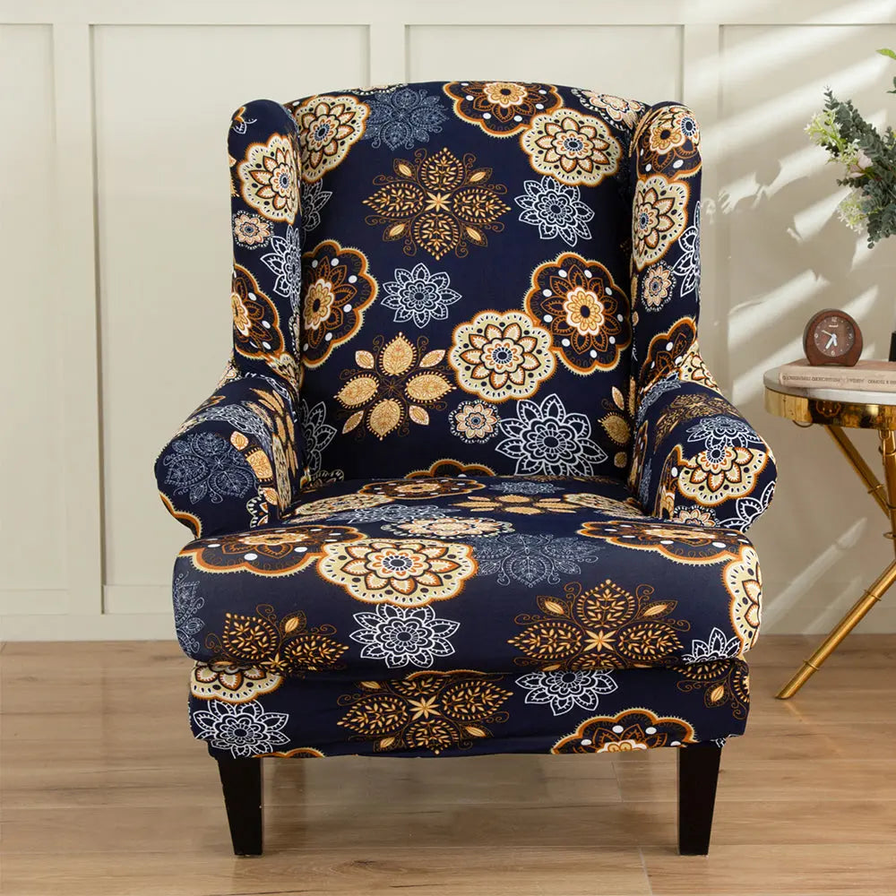 Affordable Printing Wingback Chair Cover 2 Pieces Armchair Covers with a Seat Cushion Cover Crfatop %sku%