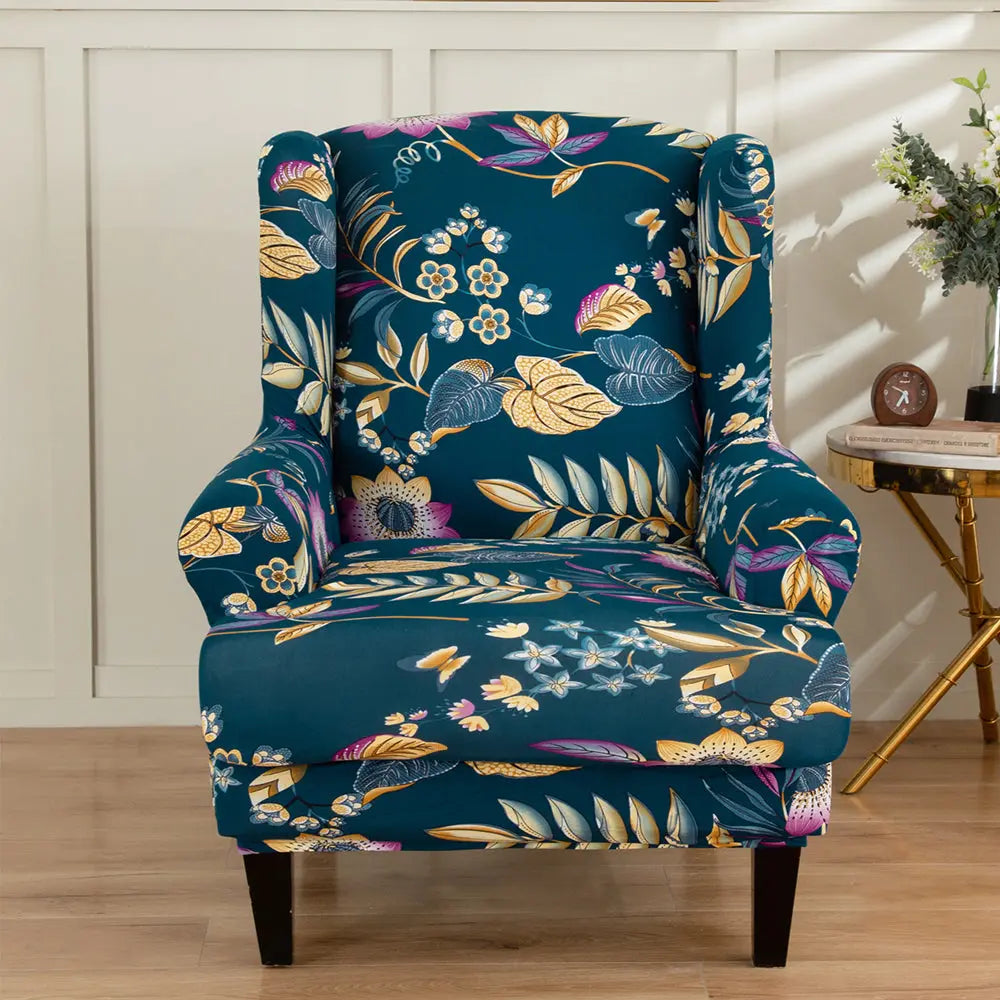 Affordable Printing Wingback Chair Cover 2 Pieces Armchair Covers with a Seat Cushion Cover Crfatop %sku%