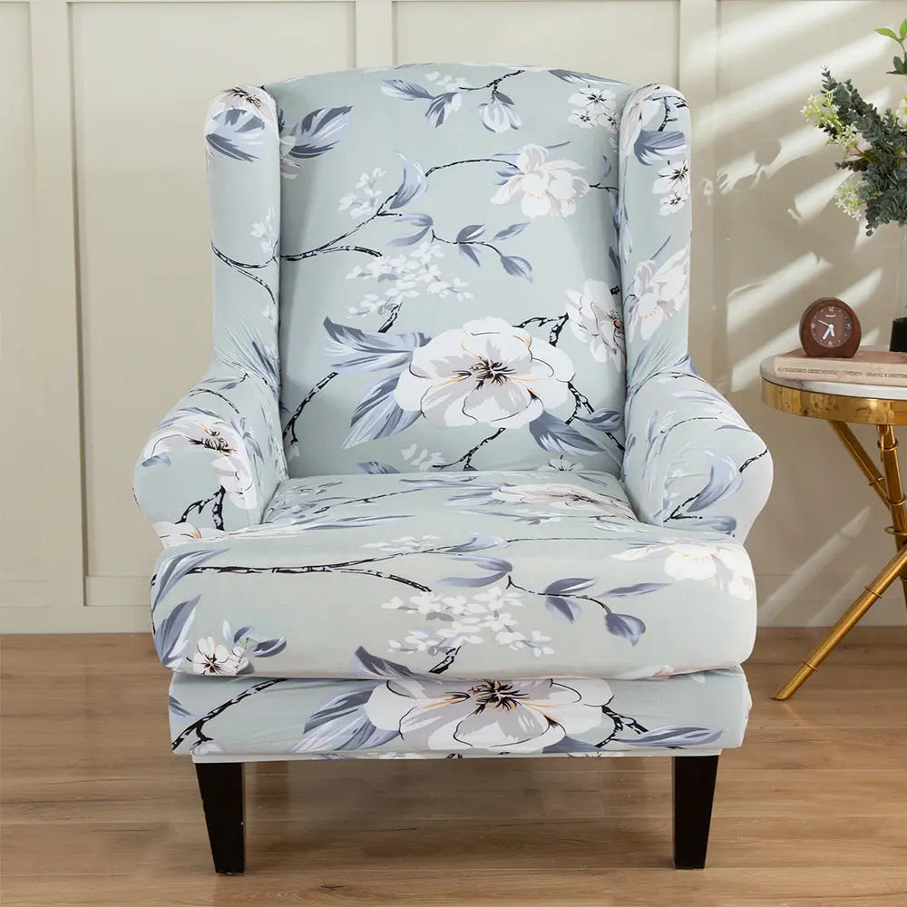 Affordable Printing Wingback Chair Cover 2 Pieces Armchair Covers with a Seat Cushion Cover Crfatop %sku%