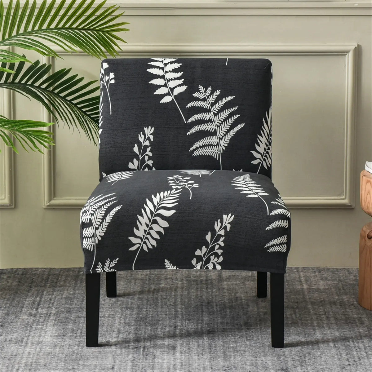 Armless Chair Cover Flowers Leaves Slipcovers Stretch Chair Seat Covers Elastic Couch Furniture Protector Covers Crfatop %sku%