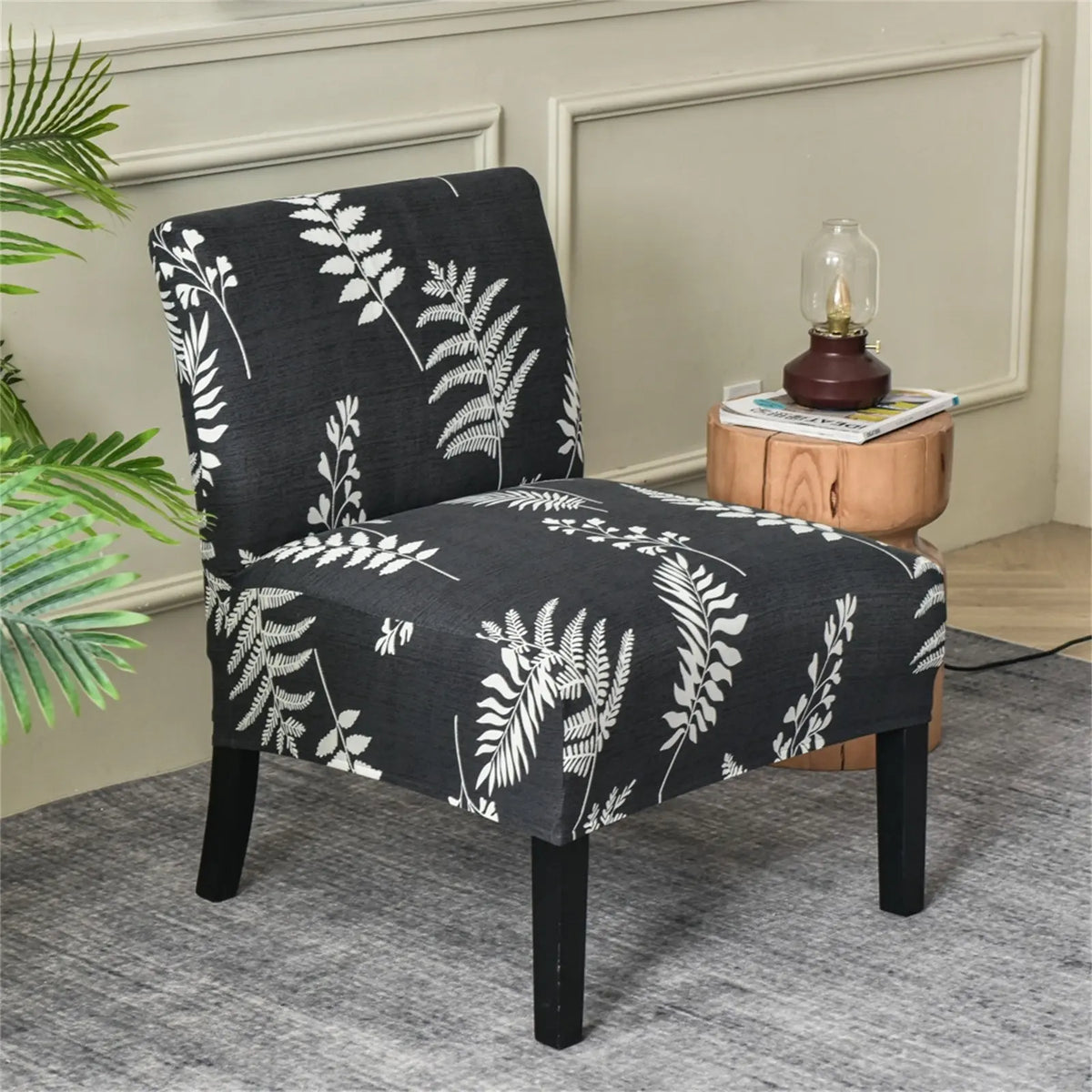 Armless Chair Cover Flowers Leaves Slipcovers Stretch Chair Seat Covers Elastic Couch Furniture Protector Covers Crfatop %sku%