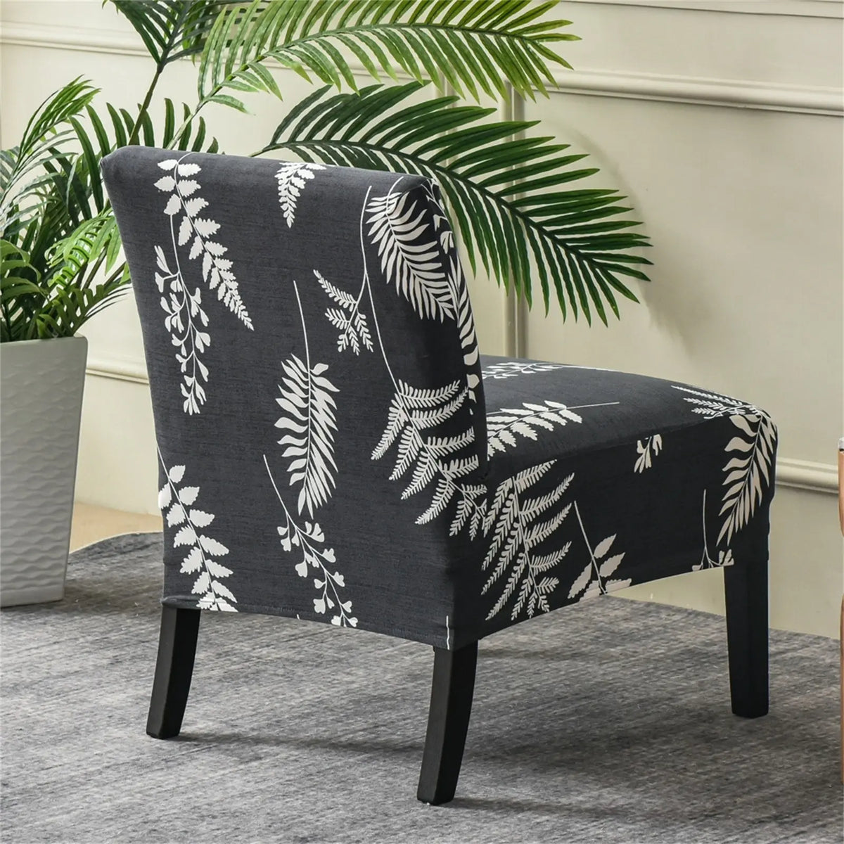 Armless Chair Cover Flowers Leaves Slipcovers Stretch Chair Seat Covers Elastic Couch Furniture Protector Covers Crfatop %sku%