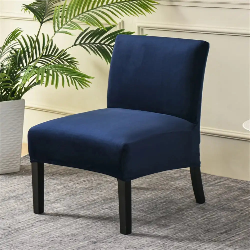 Armless Chair Slipcover Removable Kitchen Dark Blue Chair Cover Accent Chair Covers Crfatop %sku%