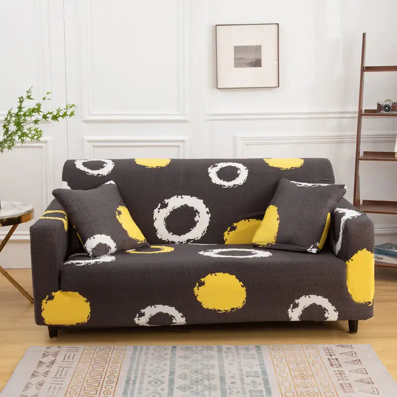 Black Sofa Slipcover One-piece Cushion Printing Couch Cover with Free Pillow Cover Crfatop %sku%