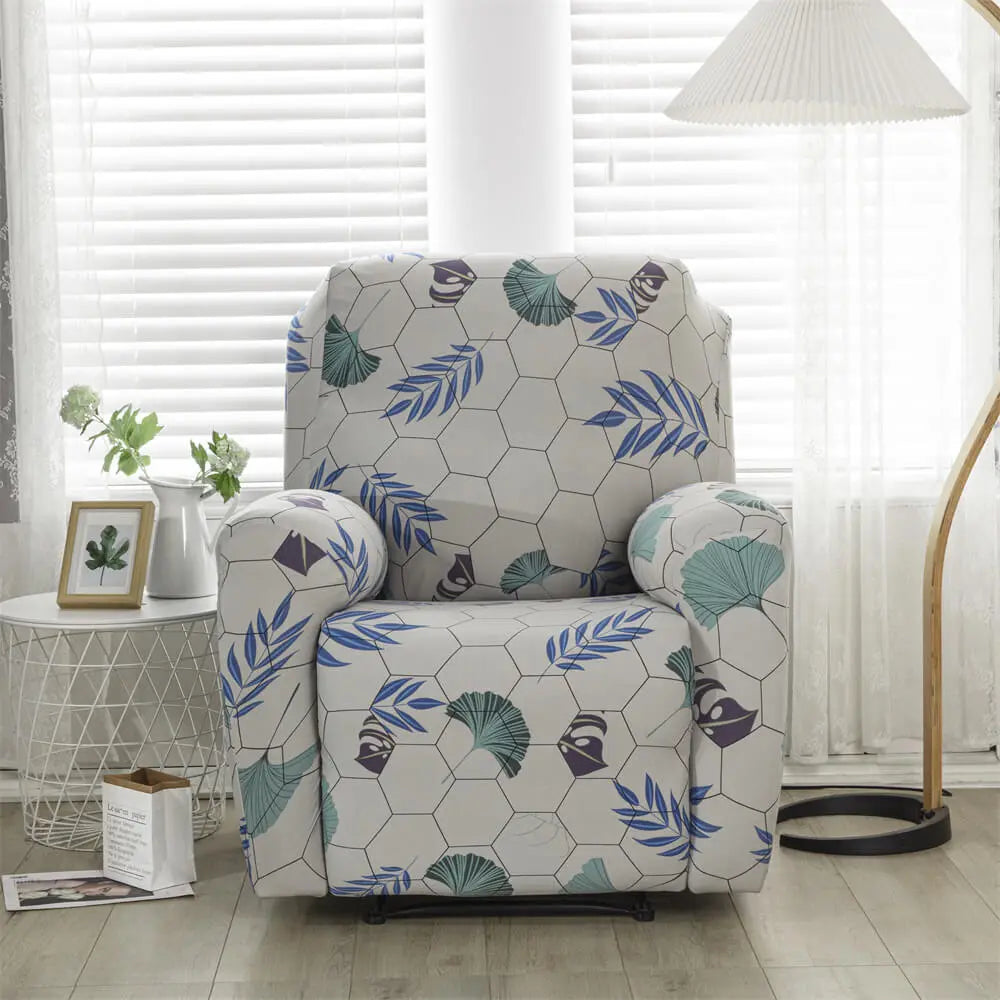 CRFATOP Stretch Recliner Slipcover Printed 4-Piece 1 Seat Recliner Chair Slipcover Furniture Protector Crfatop %sku%