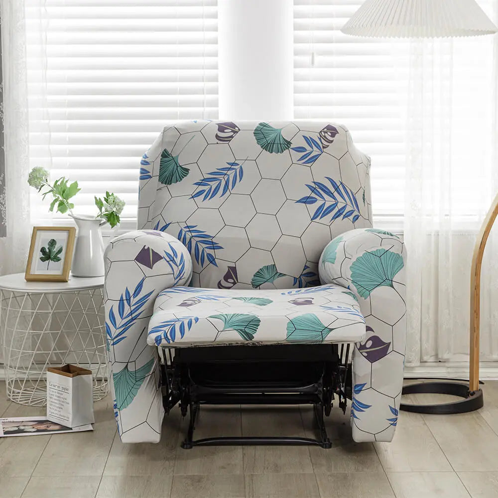 CRFATOP Stretch Recliner Slipcover Printed 4-Piece 1 Seat Recliner Chair Slipcover Furniture Protector Crfatop %sku%