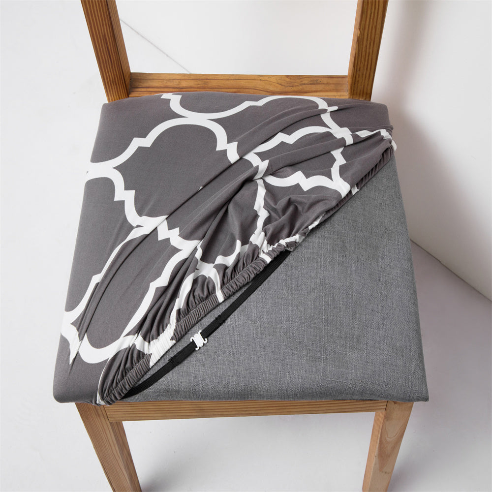 Stretch Printed Chair Seat Cover 2 Pieces Washable Dining Upholstered Chair Protector Seat Cushion Slipcover Crfatop %sku%