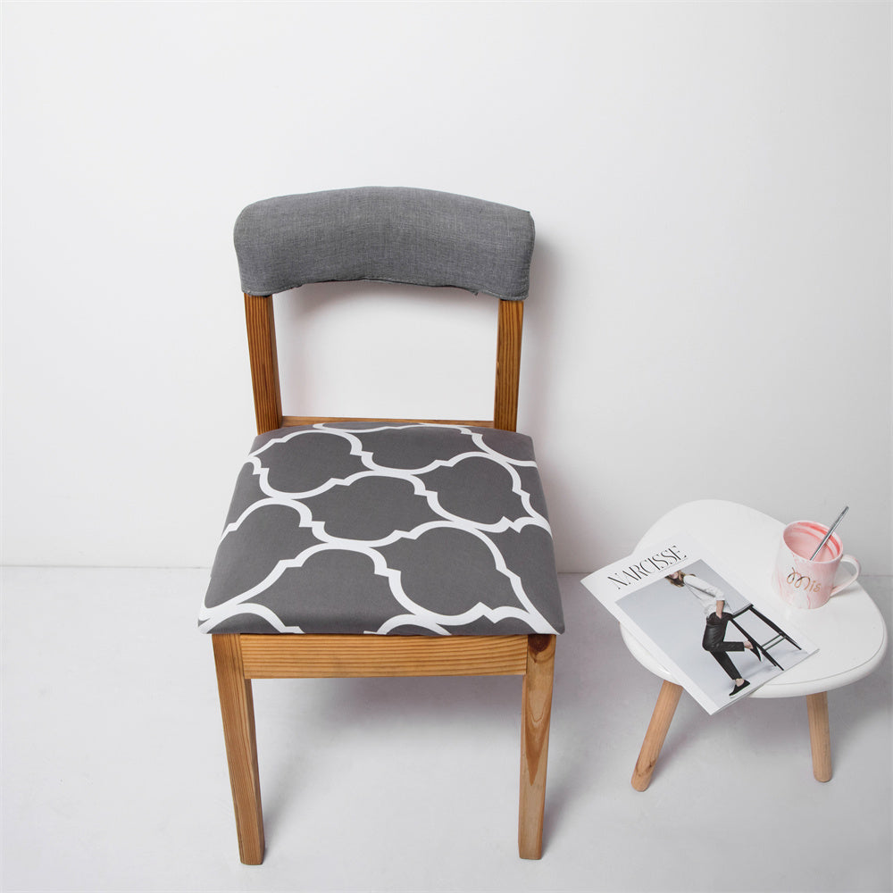 Stretch Printed Chair Seat Cover 2 Pieces Washable Dining Upholstered Chair Protector Seat Cushion Slipcover Crfatop %sku%